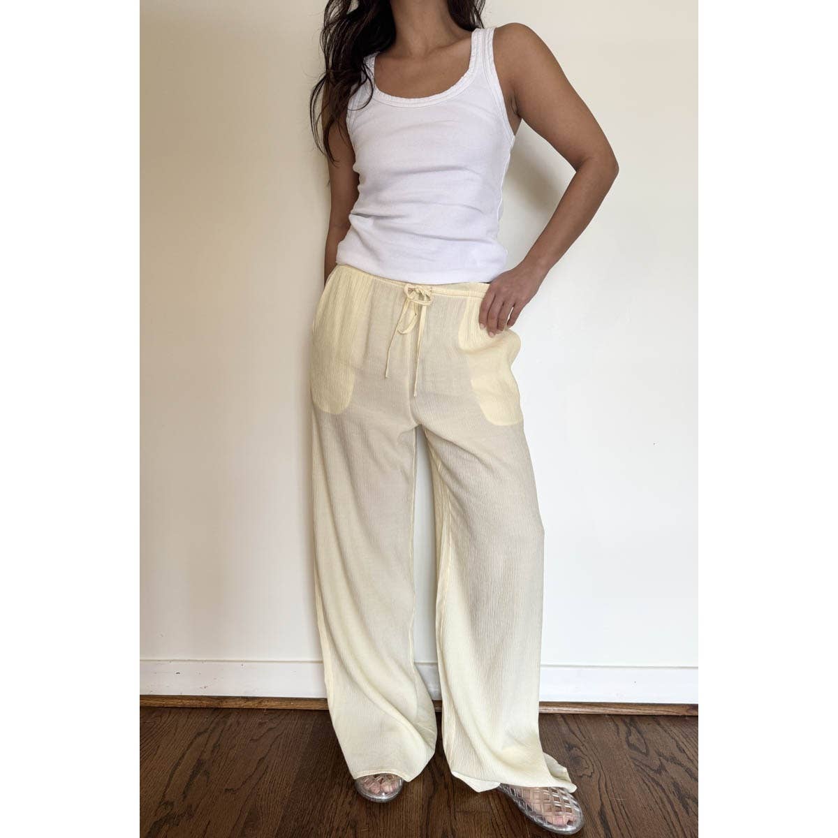 Drawstring Linen Pant in Butter Yellow