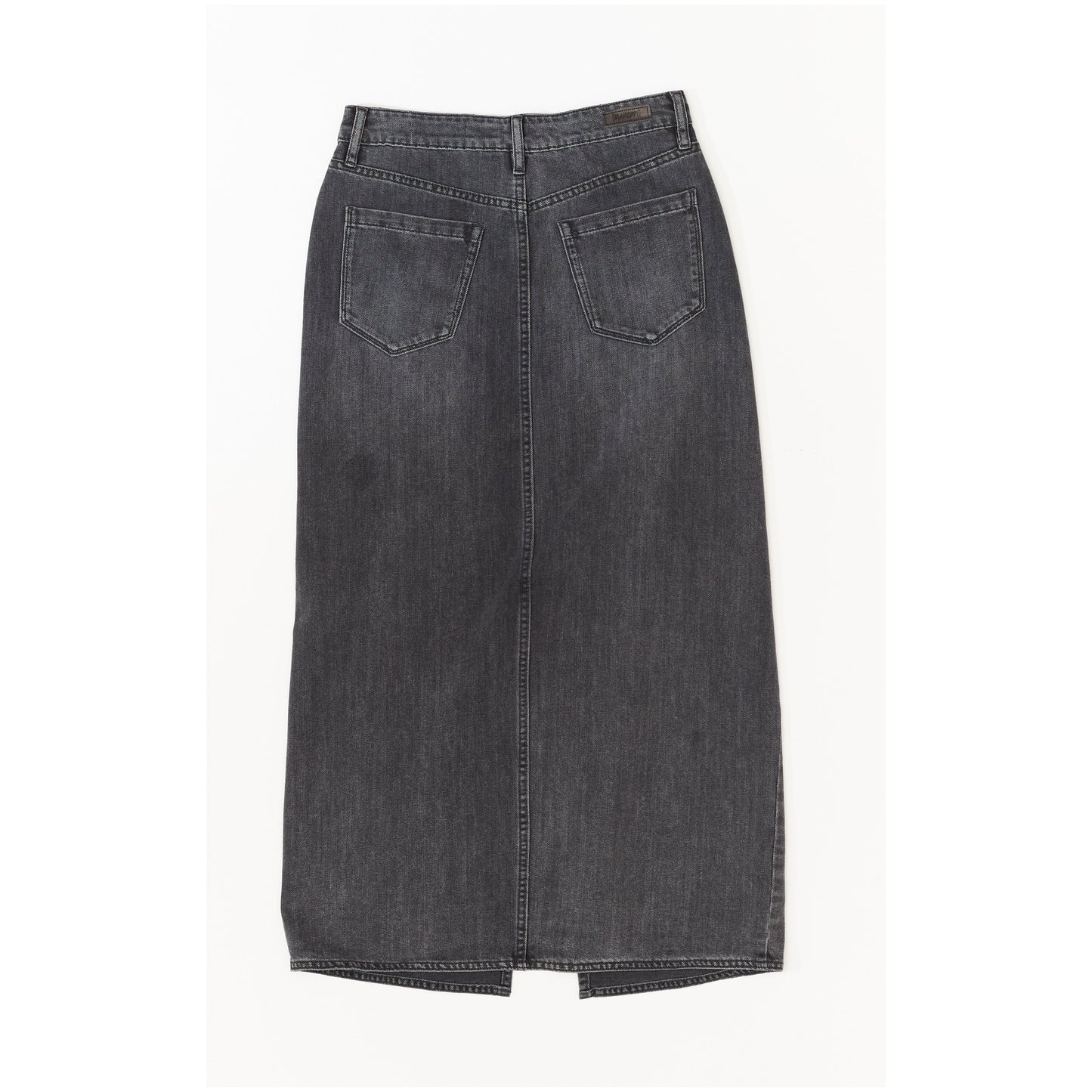 Black Denim Midi Skirt with Front Slit - Blank NYC