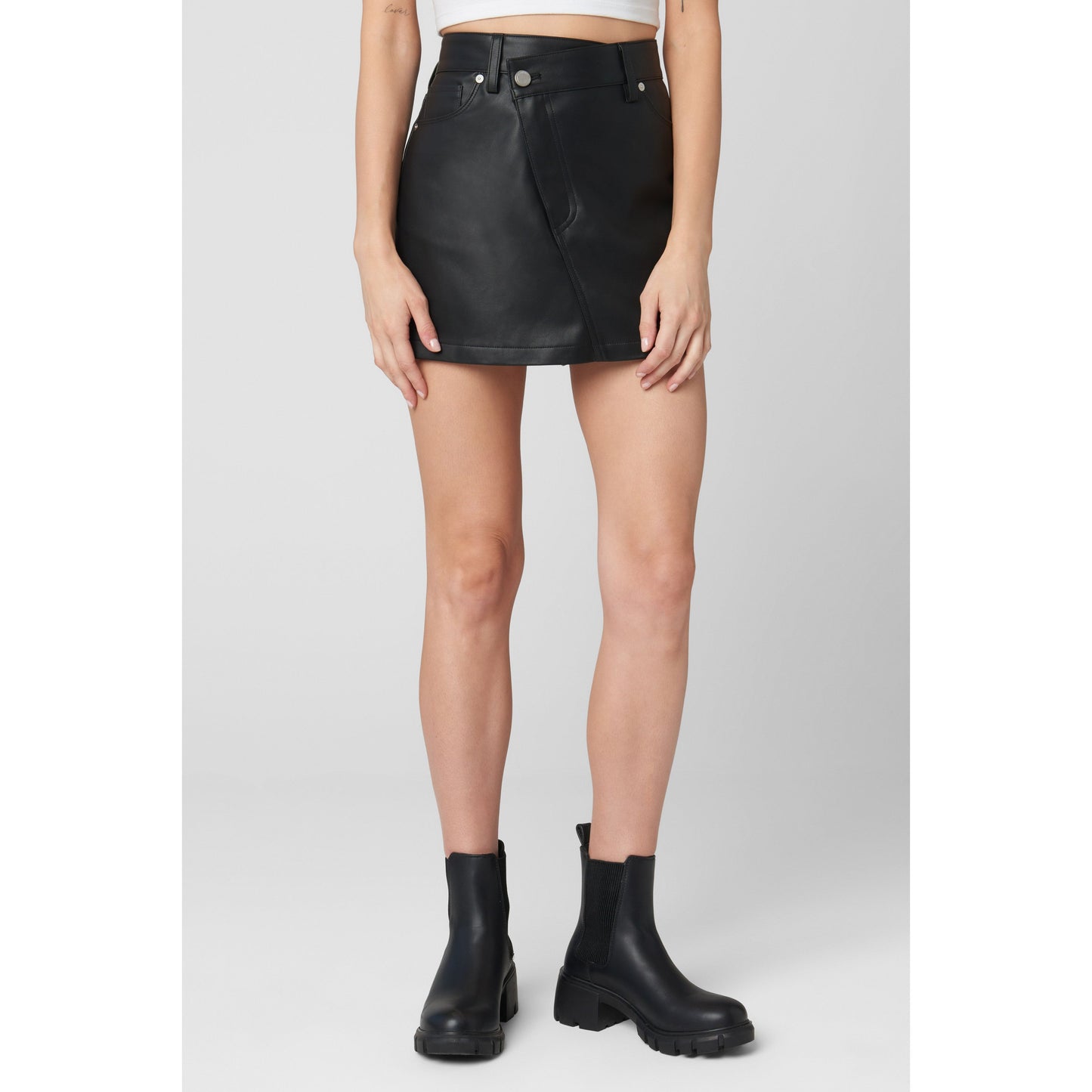 Black Leather Asymmetrical Skort - Blank NYC