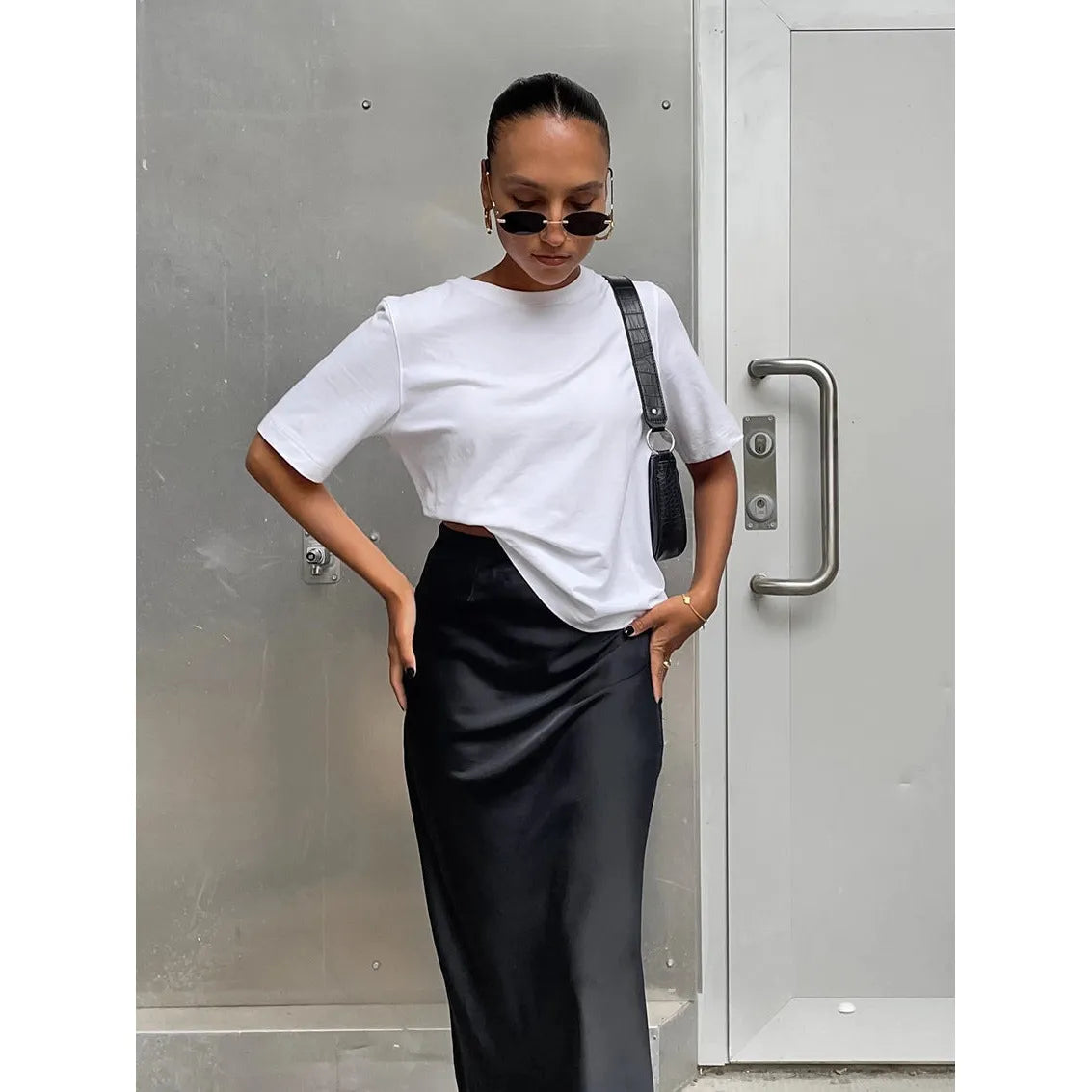 Black Silk Maxi Skirt