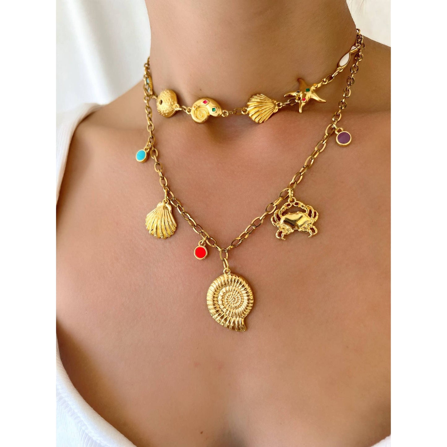 Gold Summer Shell Necklace