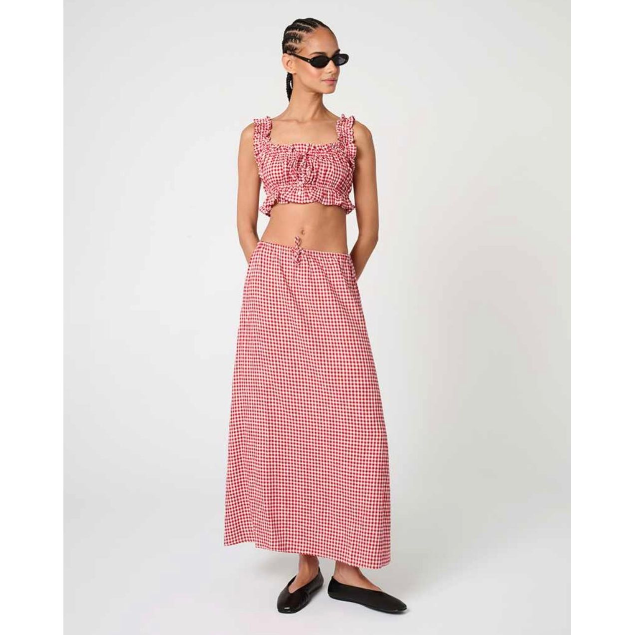 Gingham Waist Maxi Skirt