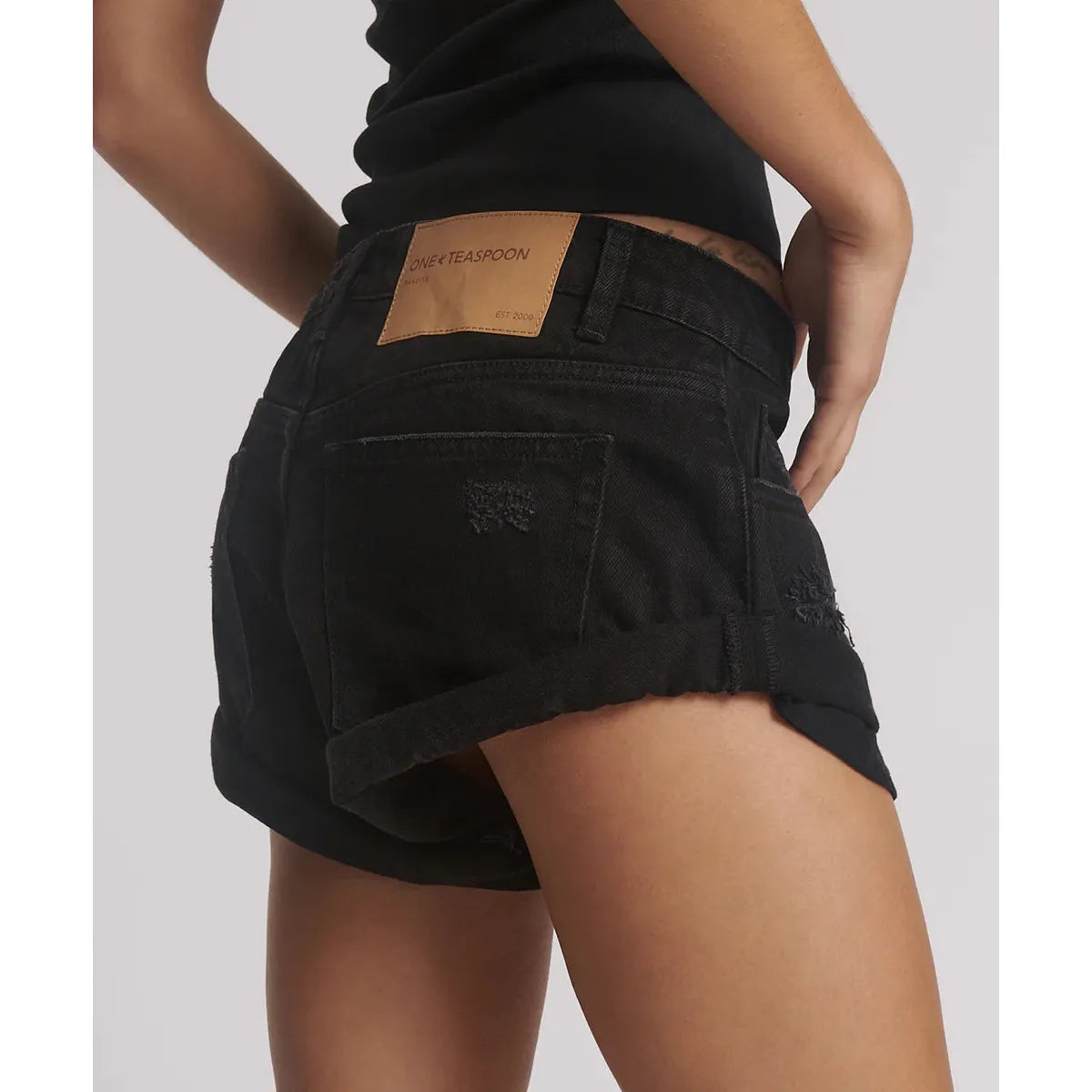 Bandit Low Waist Short in Black - One Teaspoon