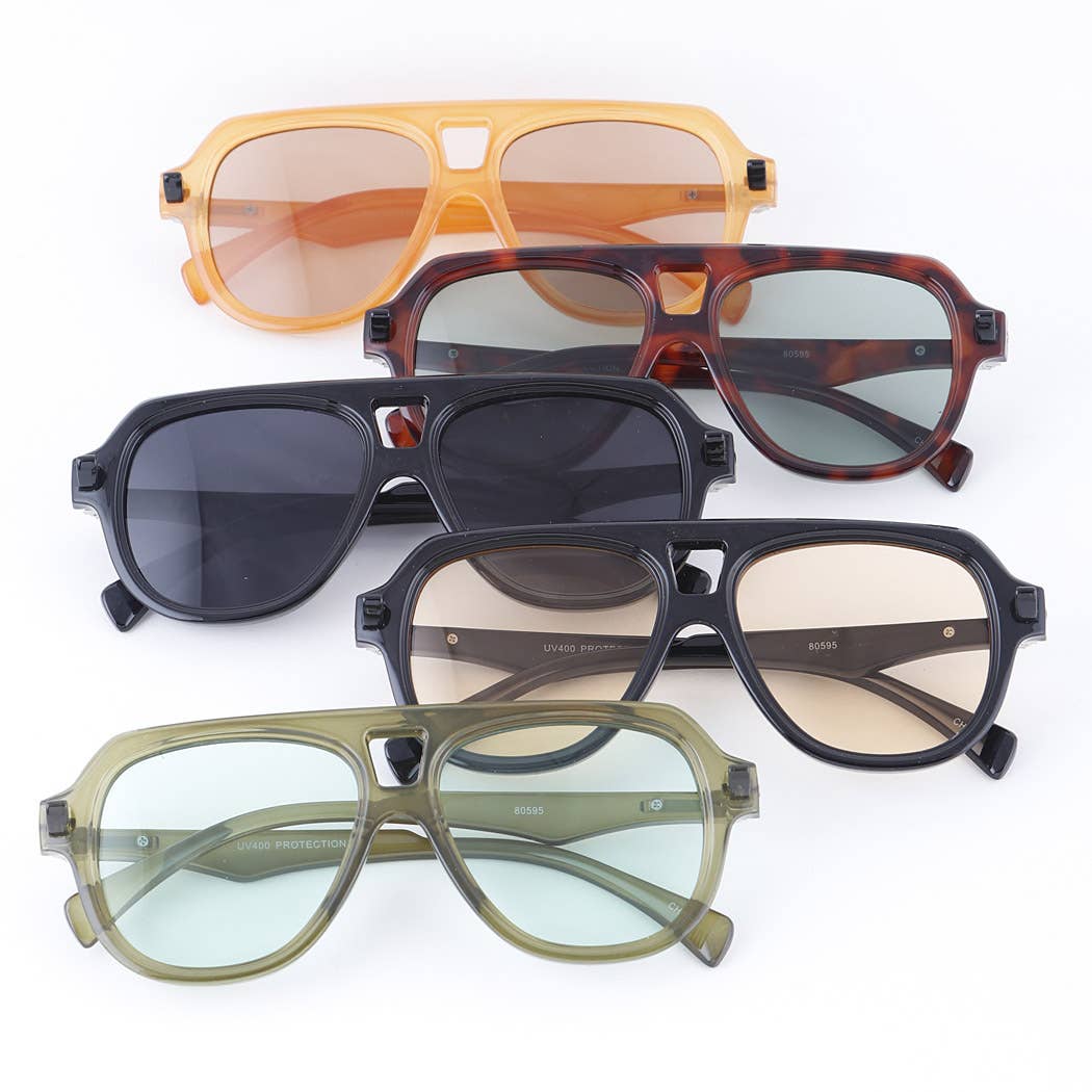 Straight Modern Aviator Sunglasses
