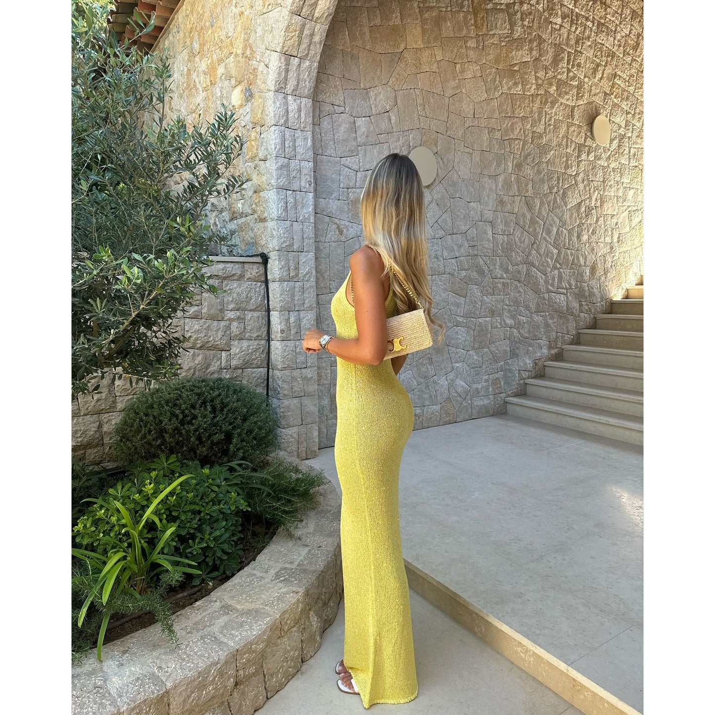 Natalia Maxi Dress in Chartreuse Sequin - Asta Resort