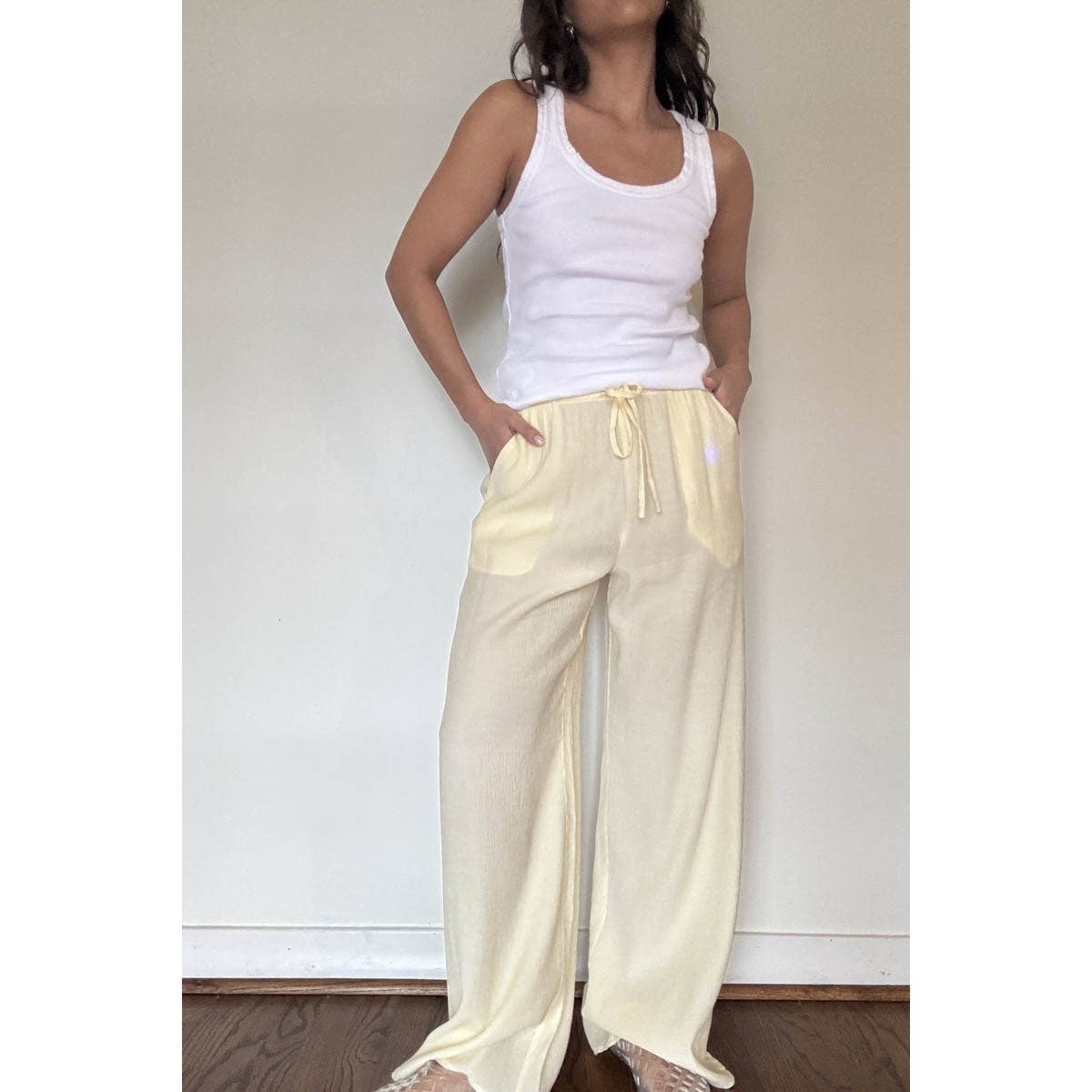 Drawstring Linen Pant in Butter Yellow