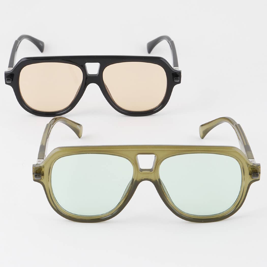 Straight Modern Aviator Sunglasses