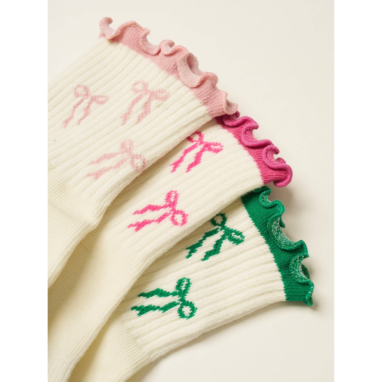 Bow Ruffle Grip Sock in Pink
