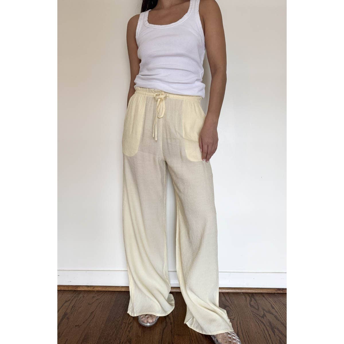 Drawstring Linen Pant in Butter Yellow