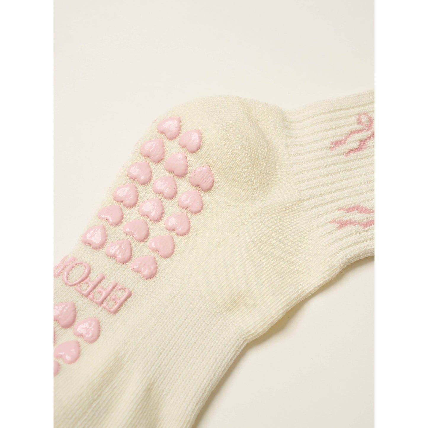 Bow Ruffle Grip Sock in Pink