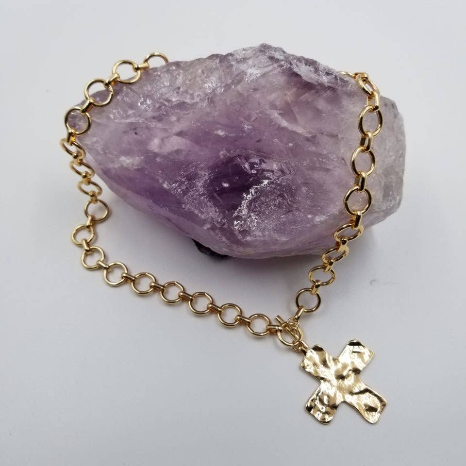 Hammered Cross Necklace
