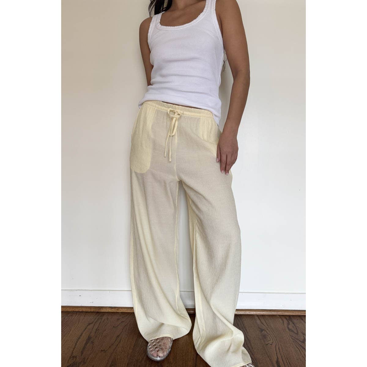 Drawstring Linen Pant in Butter Yellow