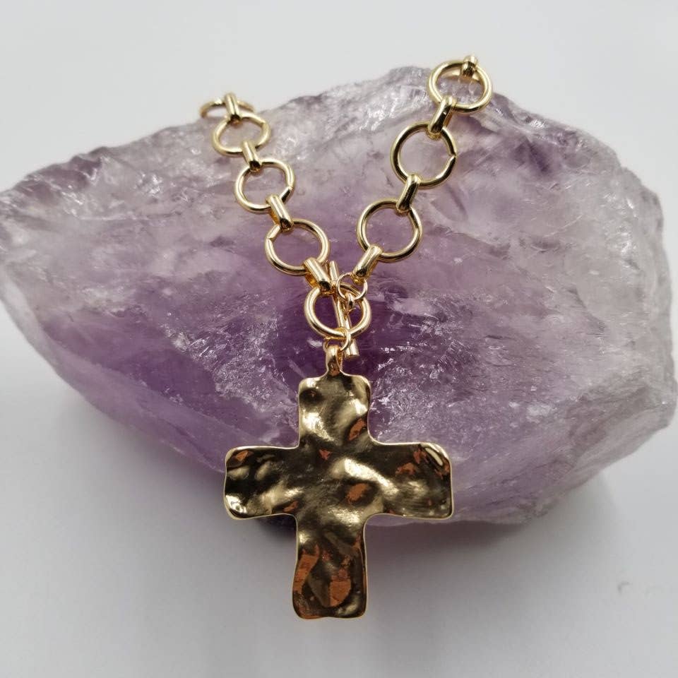 Hammered Cross Necklace