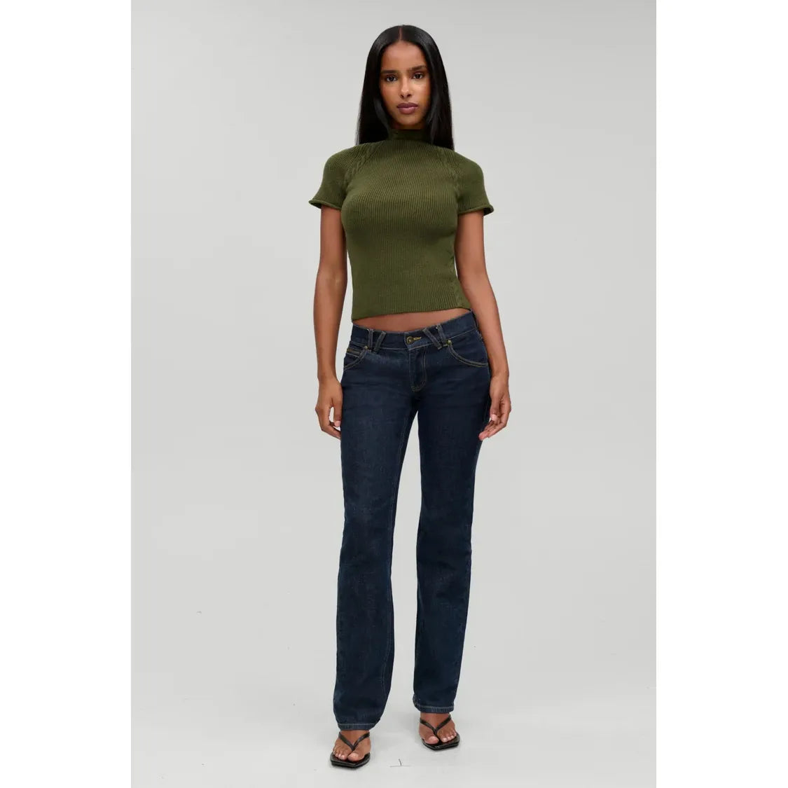 Harmony Cloud knit mock neck in Alpine