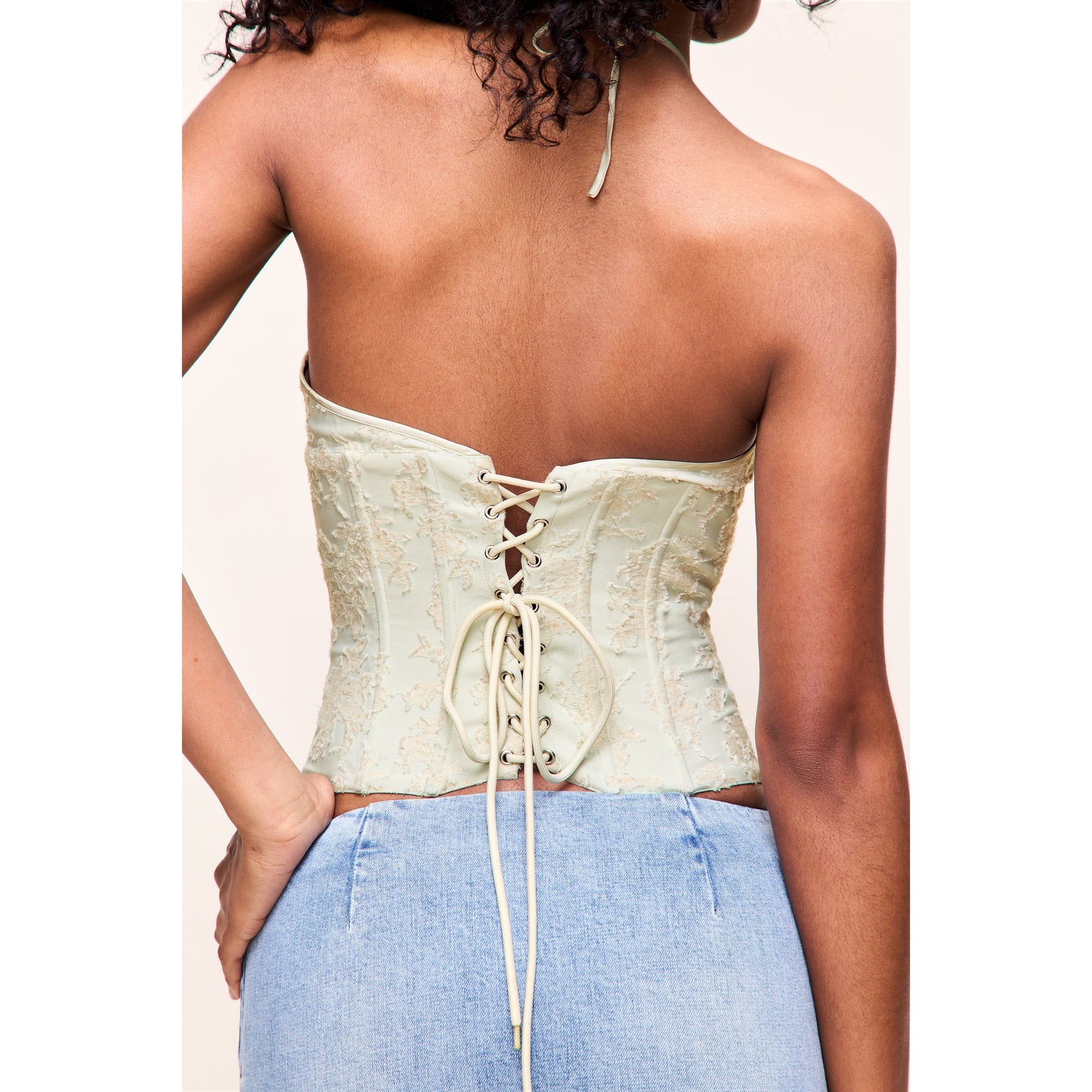 Marini Corset Top in Soft Sage Lace