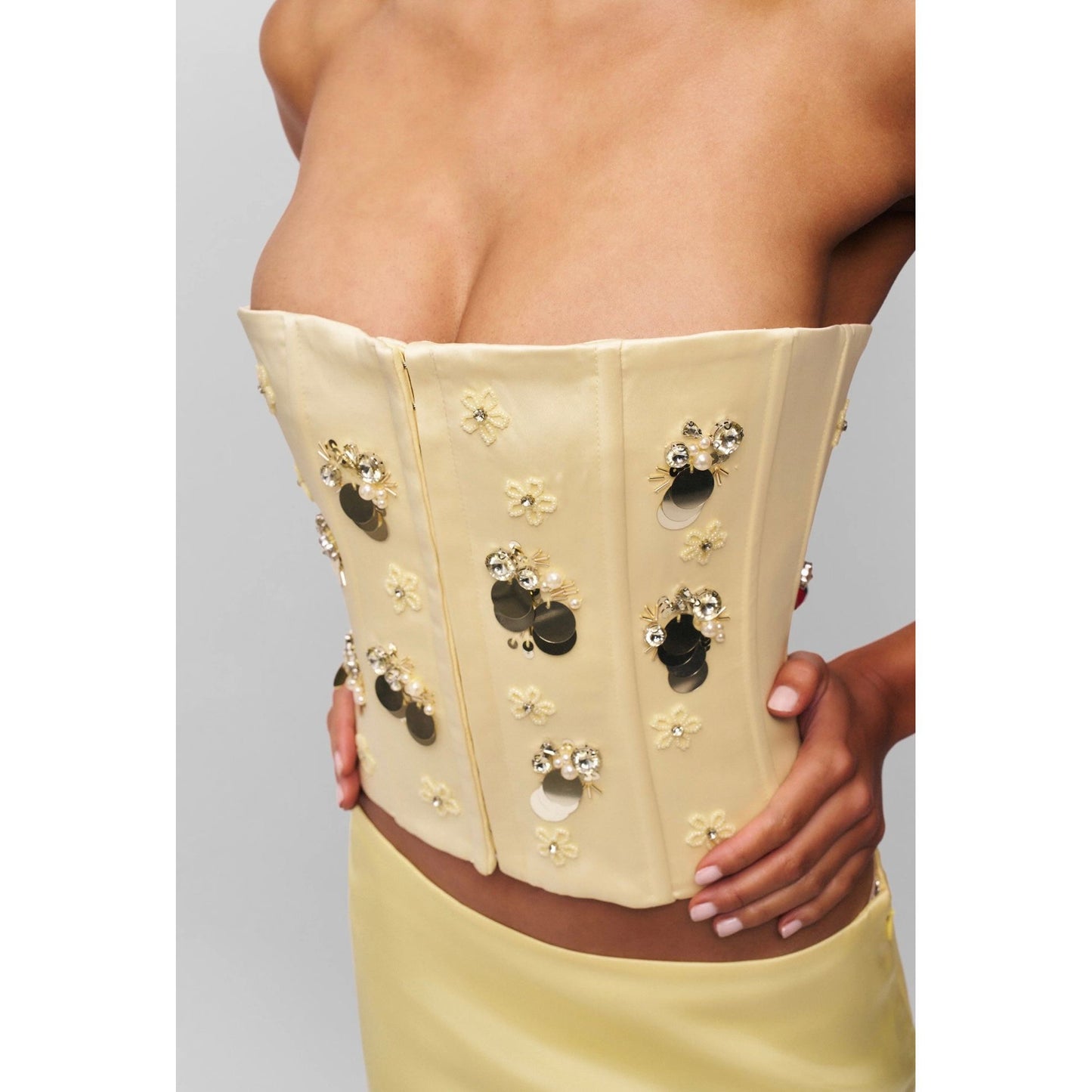 Embellished Satin Corset- Guizio