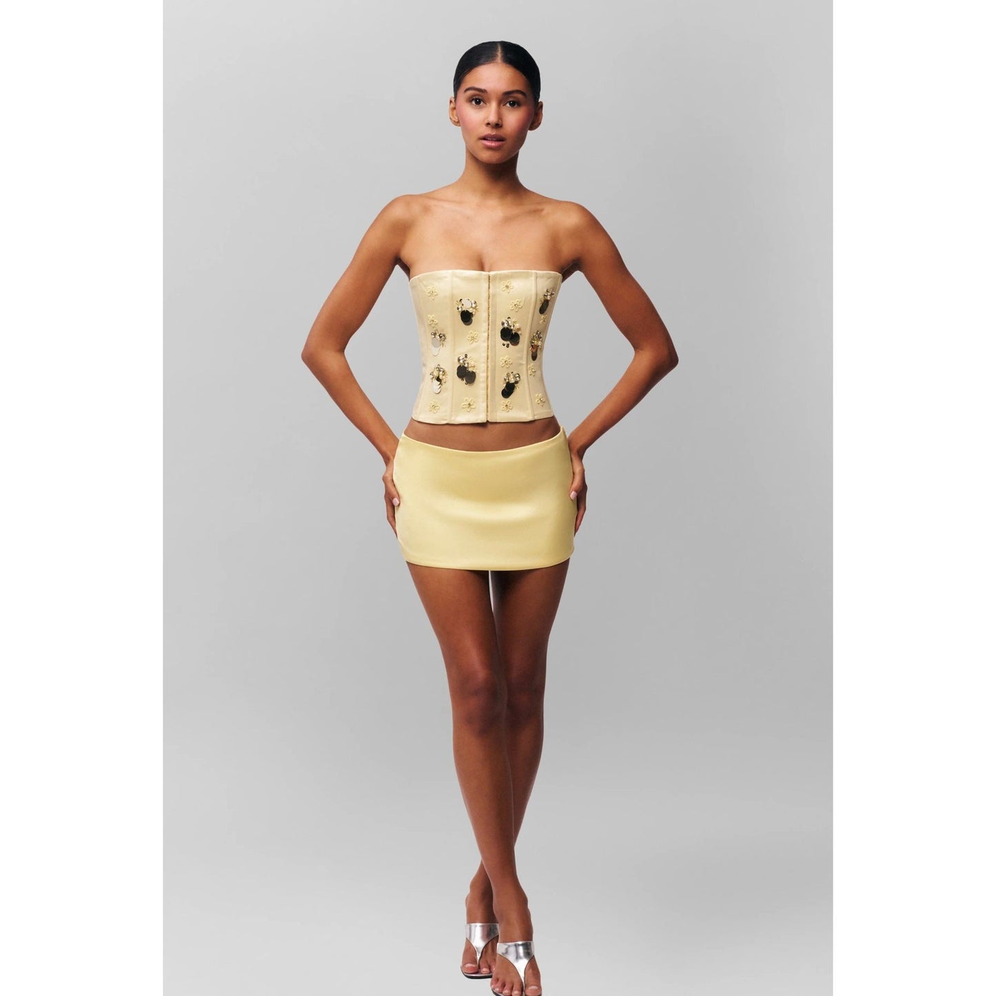 Embellished Satin Corset- Guizio