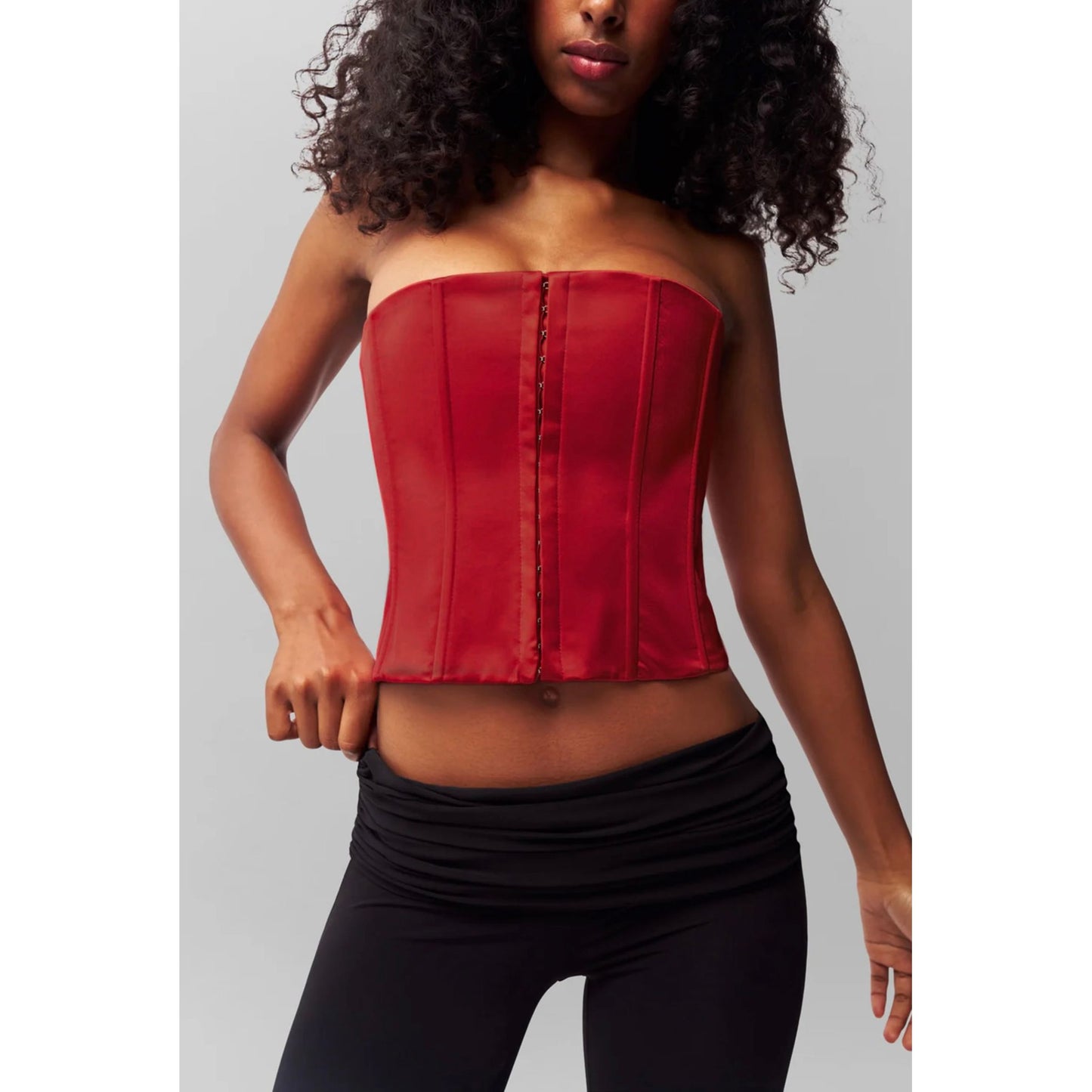 Satin Corset in Bordeaux - Guizio
