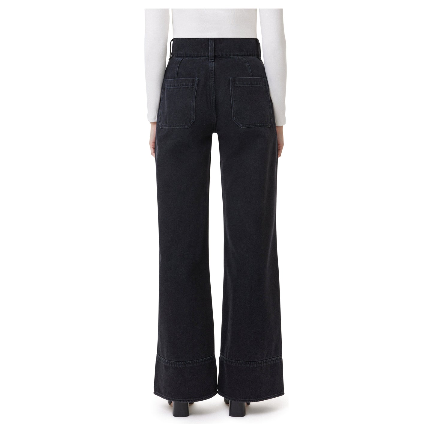 Black Denim Pleated Palazzo Jean - Habitual