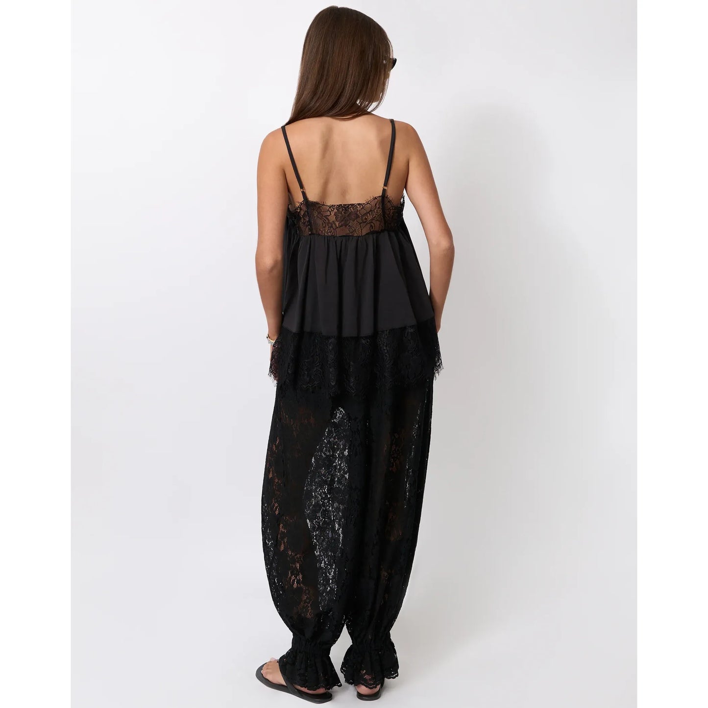 Lace Trim Cami in Black