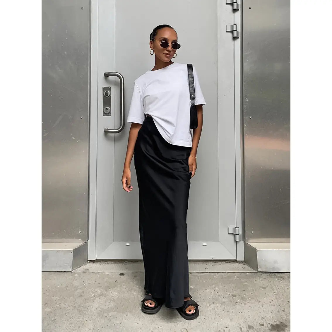 Black Silk Maxi Skirt