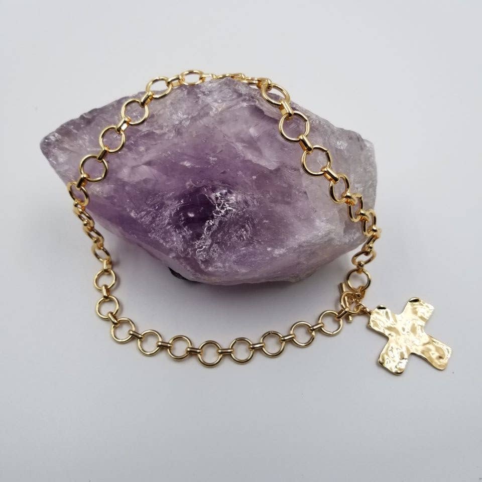 Hammered Cross Necklace