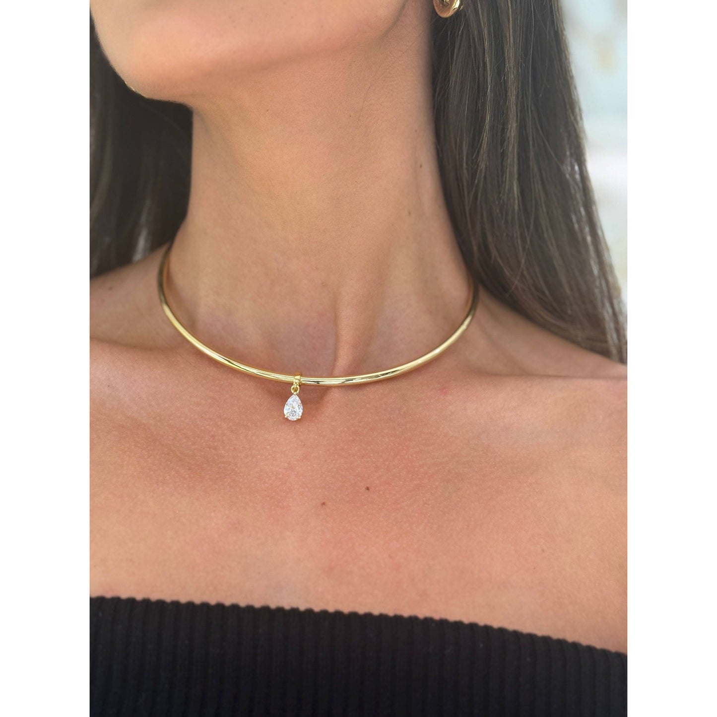 Pear Cut Necklace Cuff