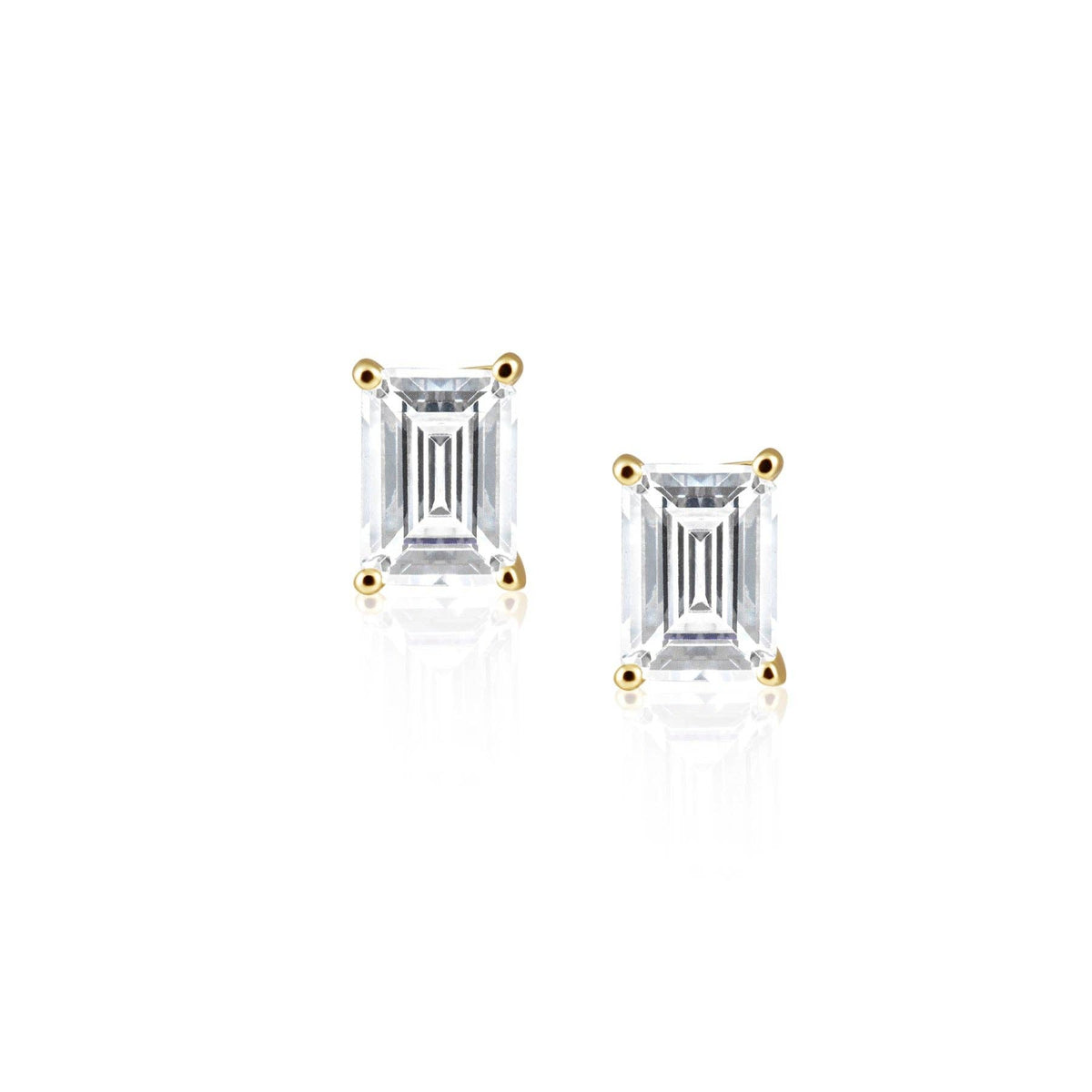 Katie Emerald Cut Studs: Silver