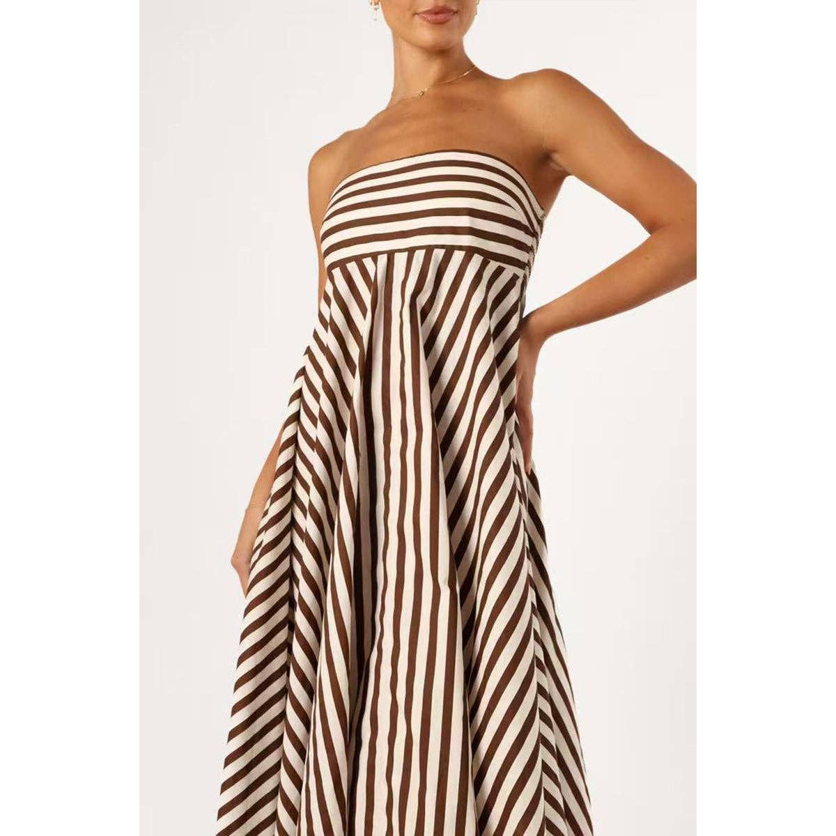 Strapless Striped Maxi Dress