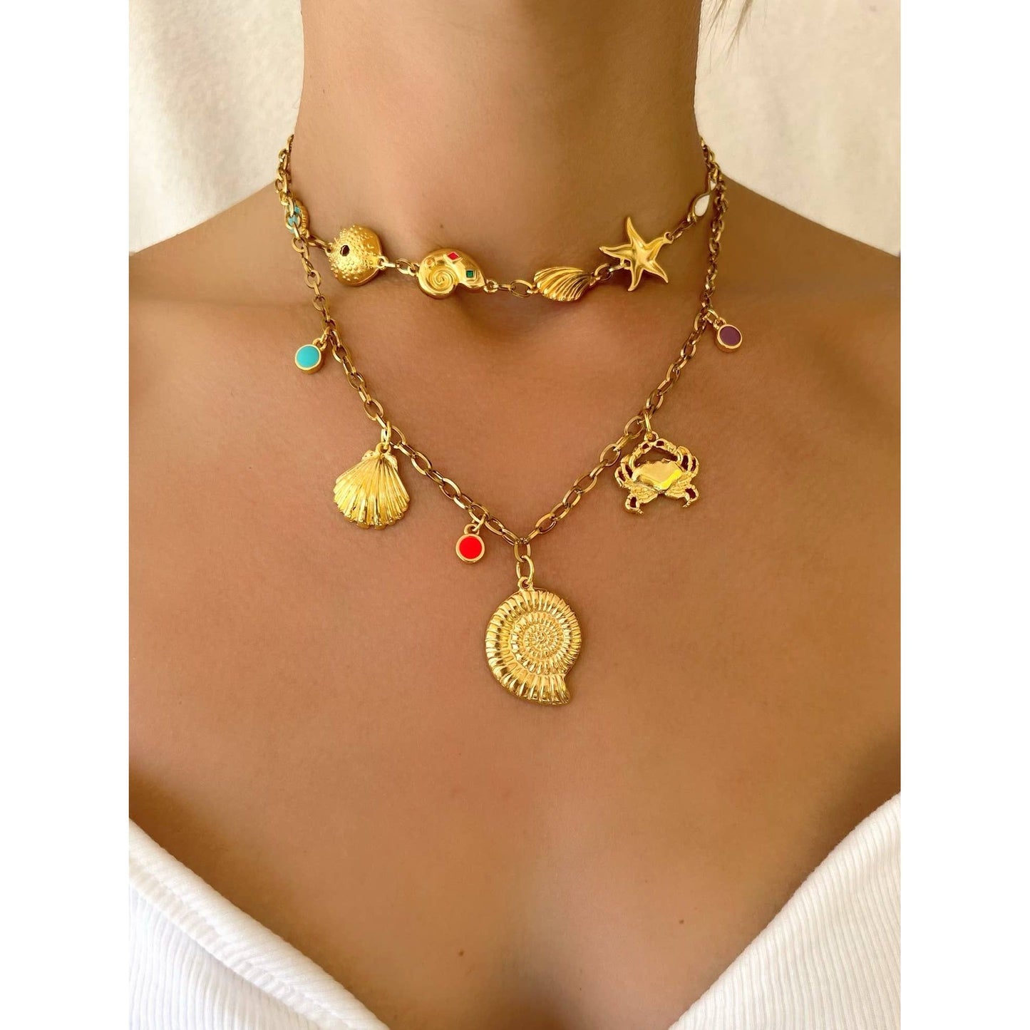 Gold Summer Shell Necklace