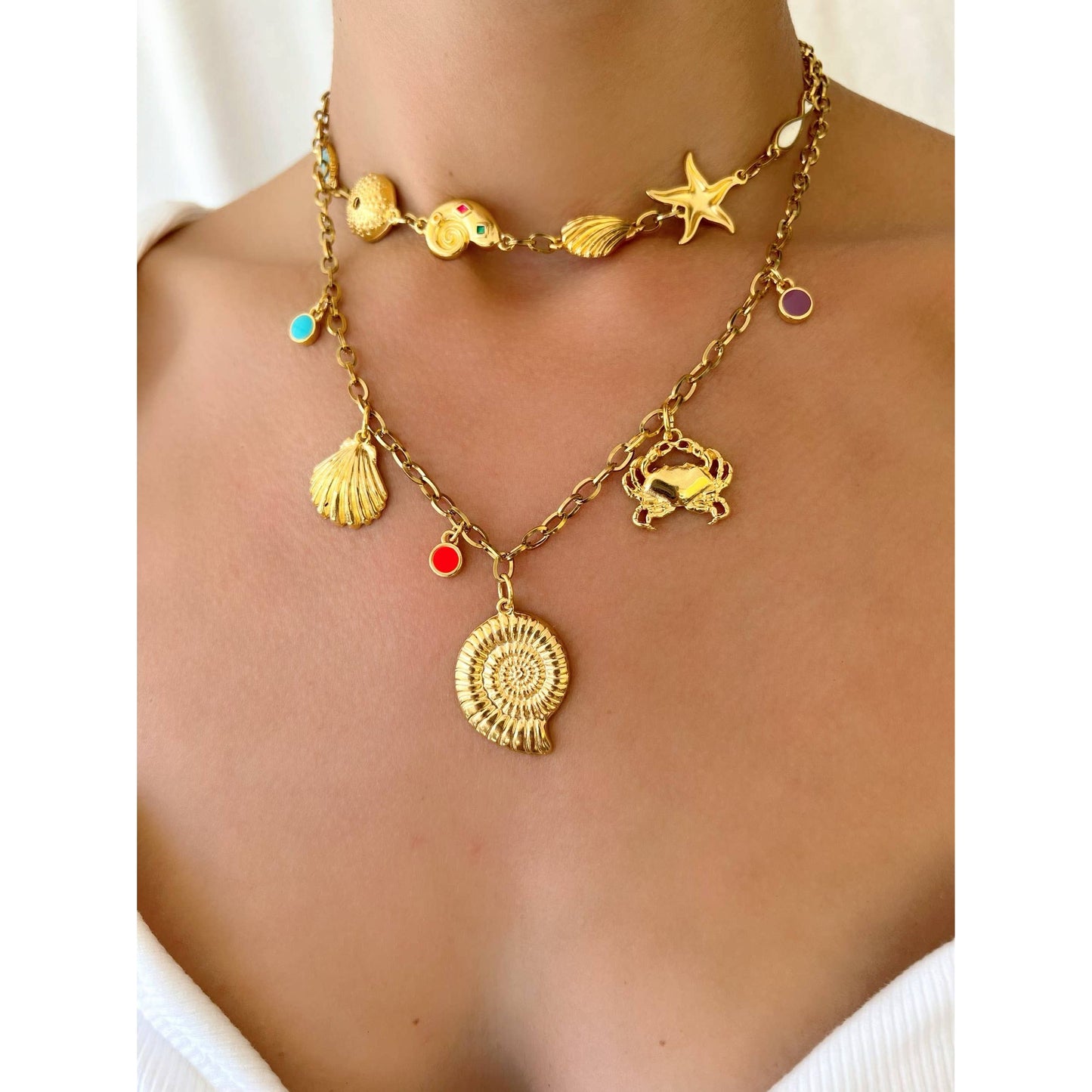 Gold Summer Shell Necklace