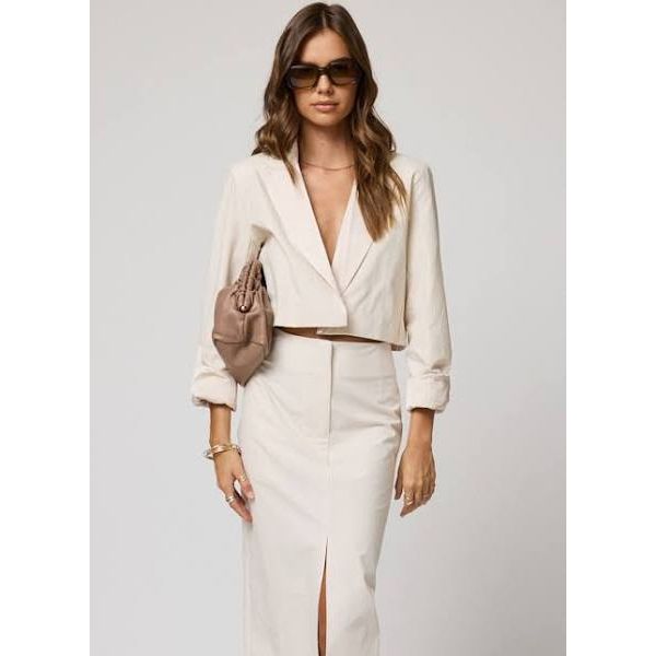 The Matte Twill Cropped Blazer - Stillwater