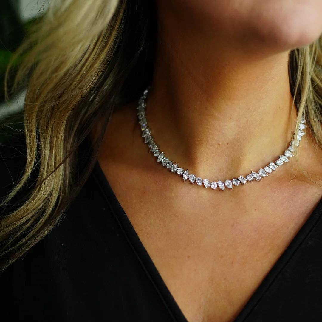 Pamela Tennis Necklace: Silver