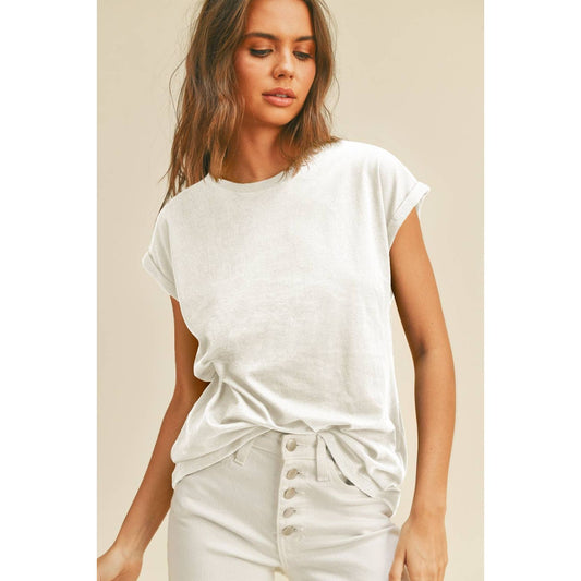 Rolled Up Tee in White