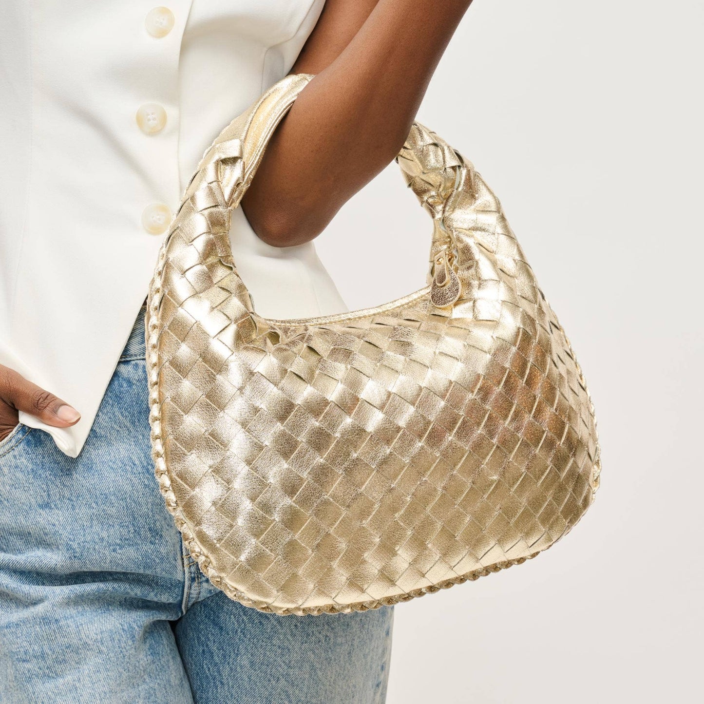 Wendy Woven Shoulder Bag in  Butter Cream