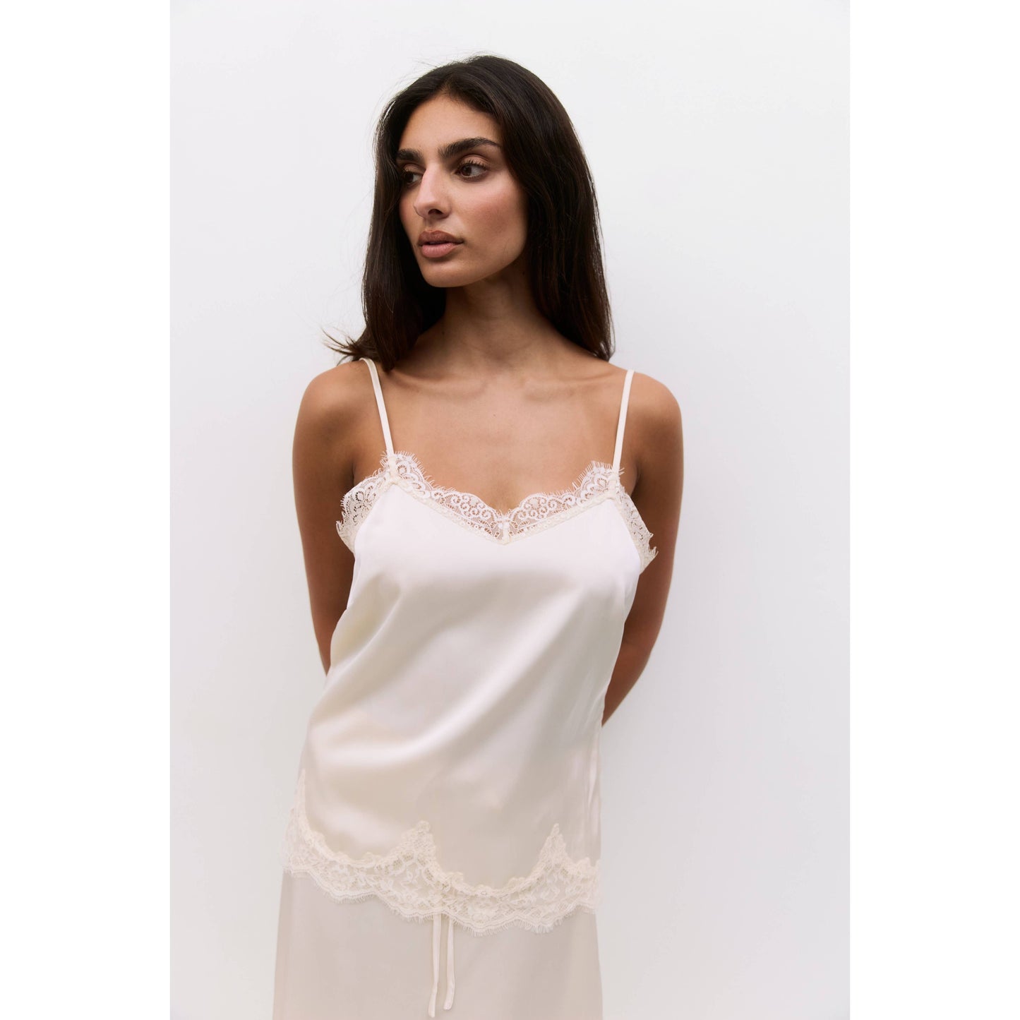 The Gabrielle Satin Lace Top
