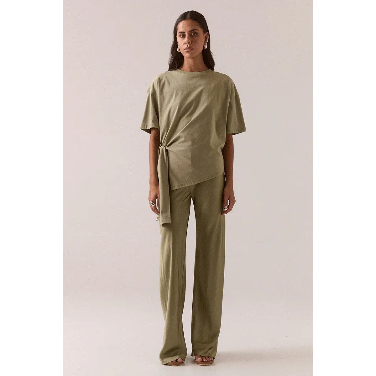 Blake Bias Silk Pant in Olive