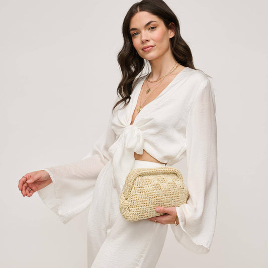 Annie Clutch in Woven Cream