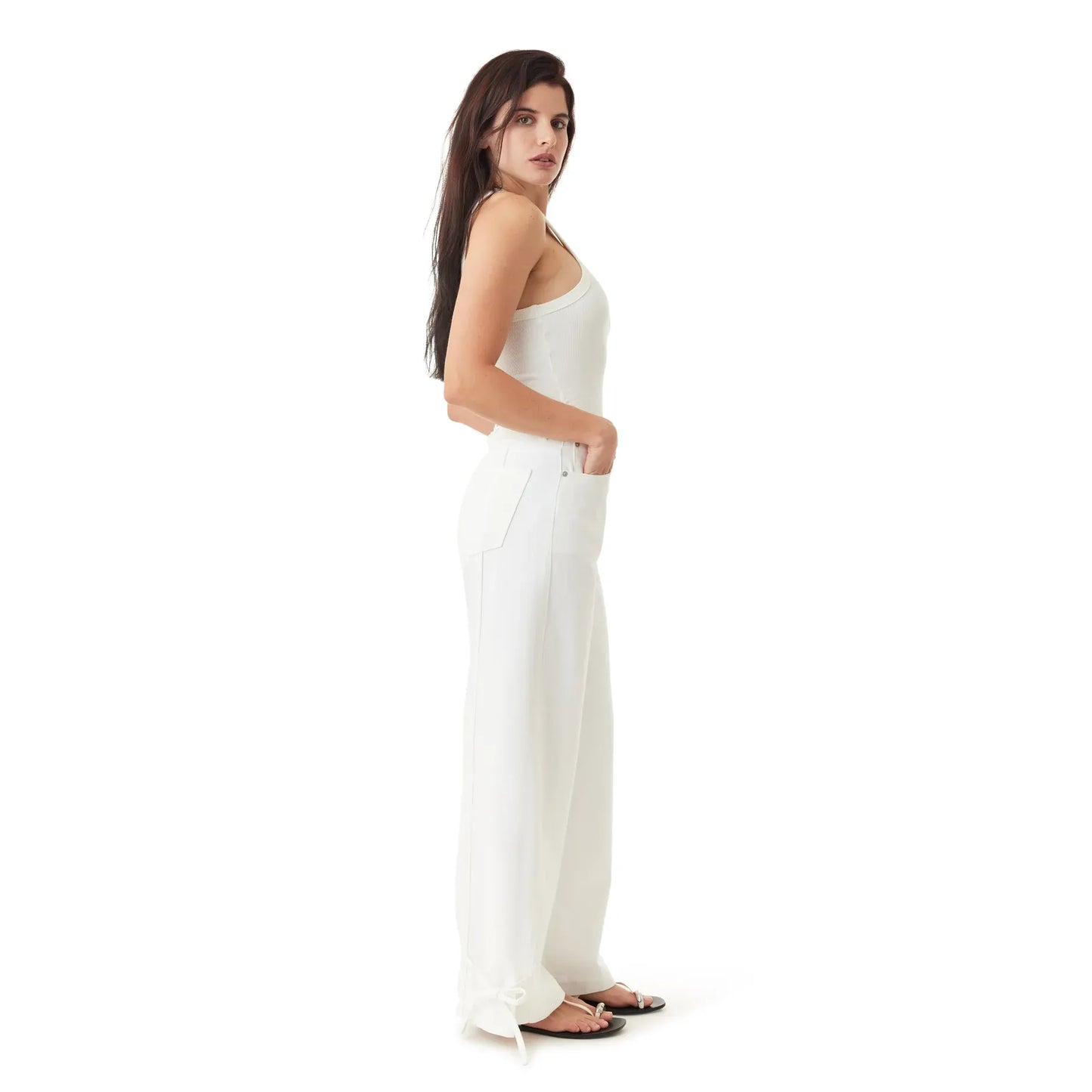 Drapey Relaxed Jean in White