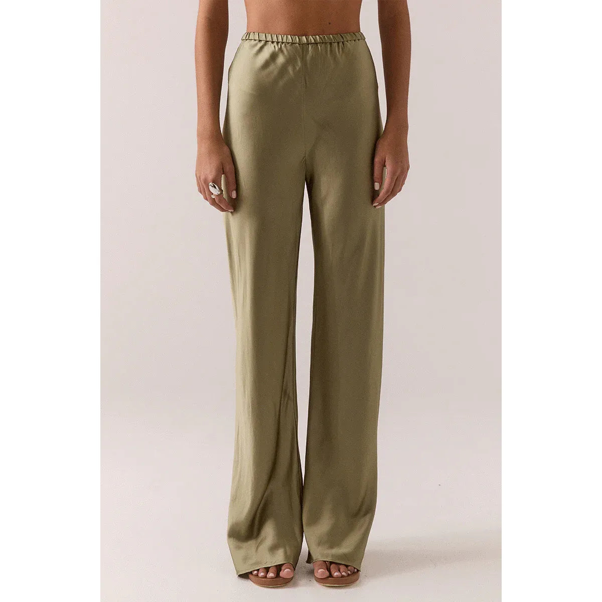 Blake Bias Silk Pant in Olive