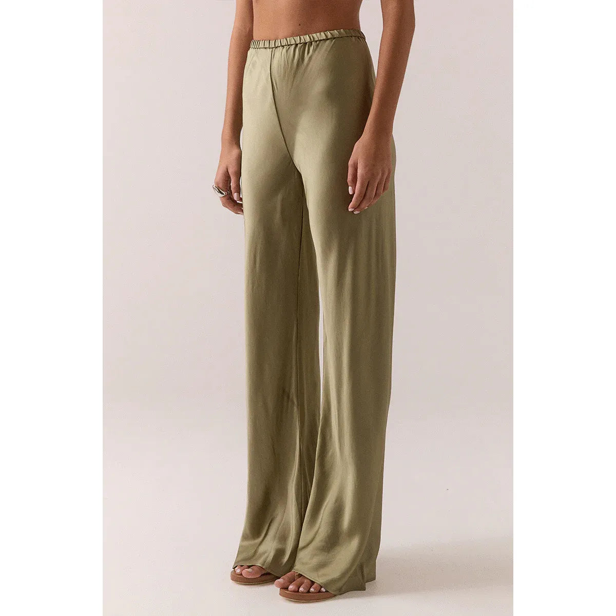 Blake Bias Silk Pant in Olive