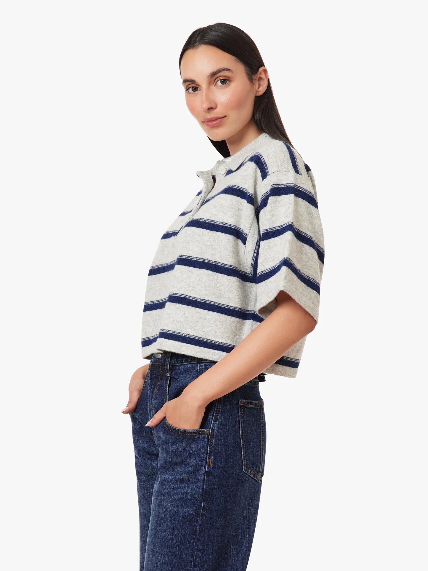 Striped Rugby Polo Sweater