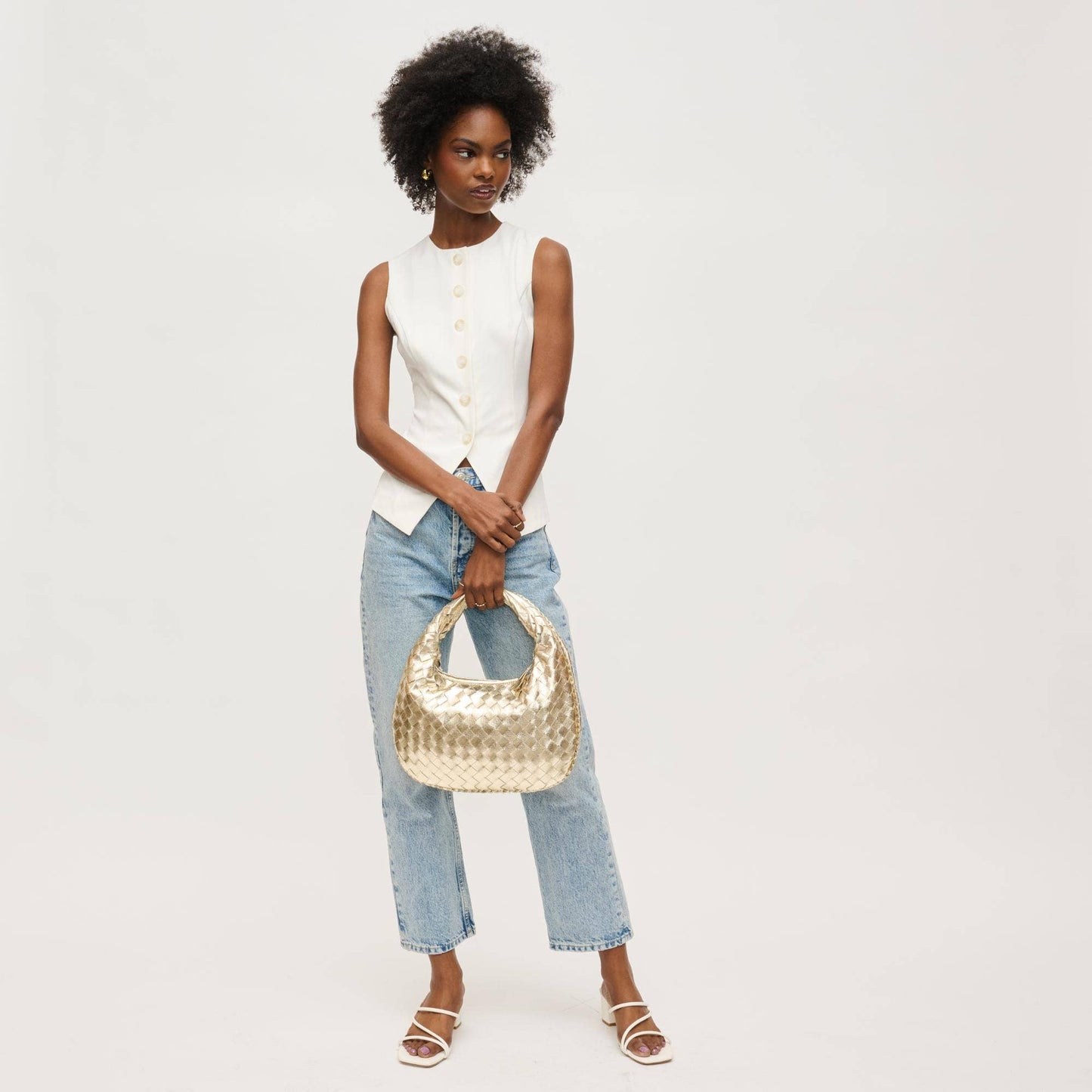 Wendy Woven Shoulder Bag in  Butter Cream