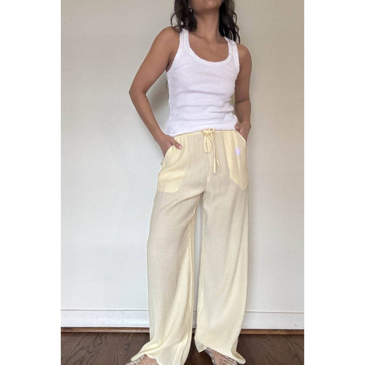 Drawstring Linen Pant in Butter Yellow