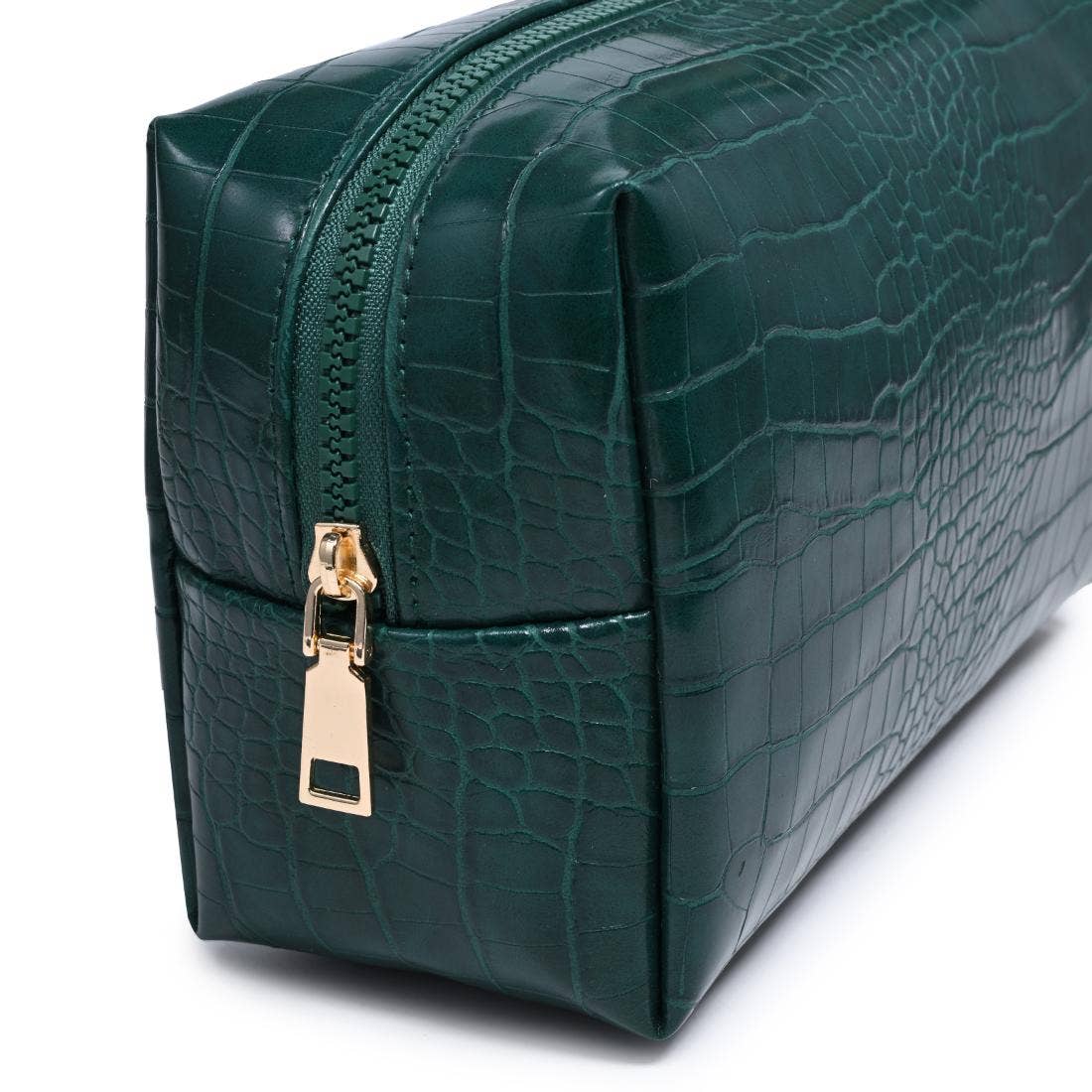 Croc Chic Cosmetic & Travel Organizer Pouch: Emerald