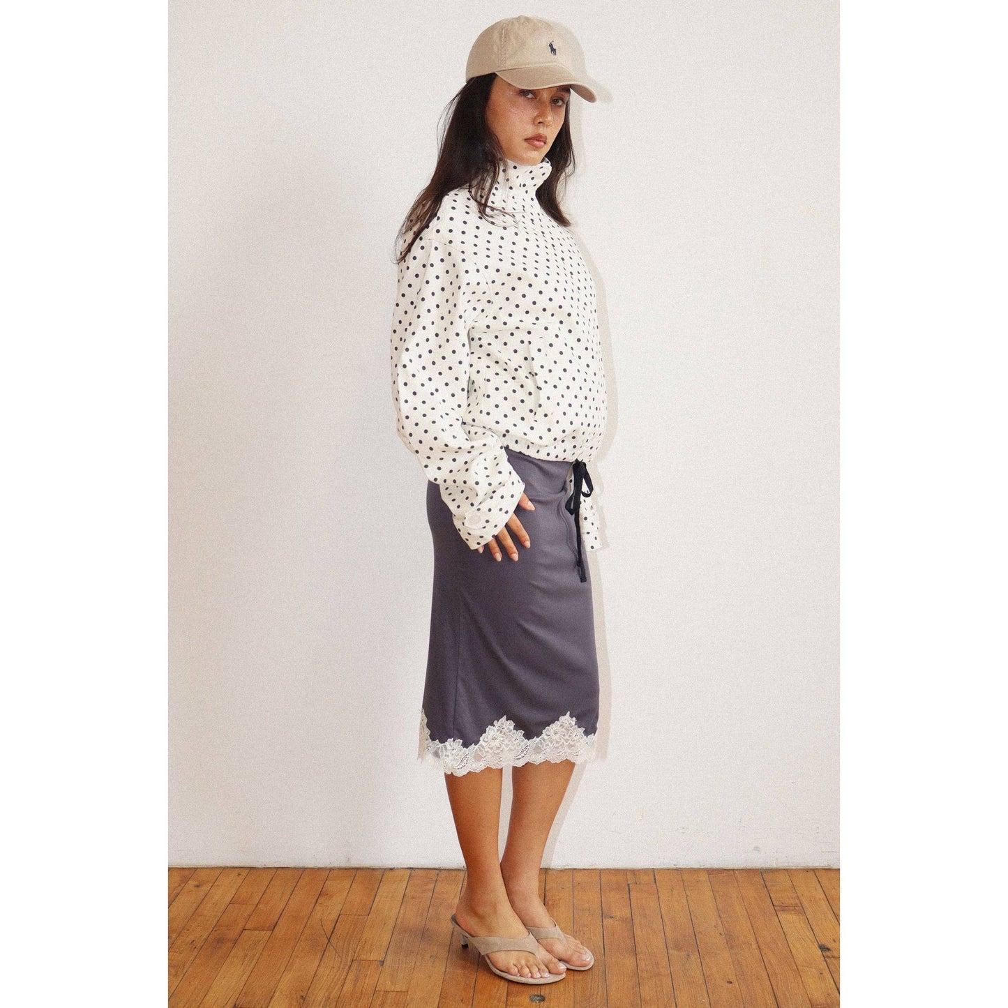 Polka Dot Zip-Up Windbreaker: CREAM / S