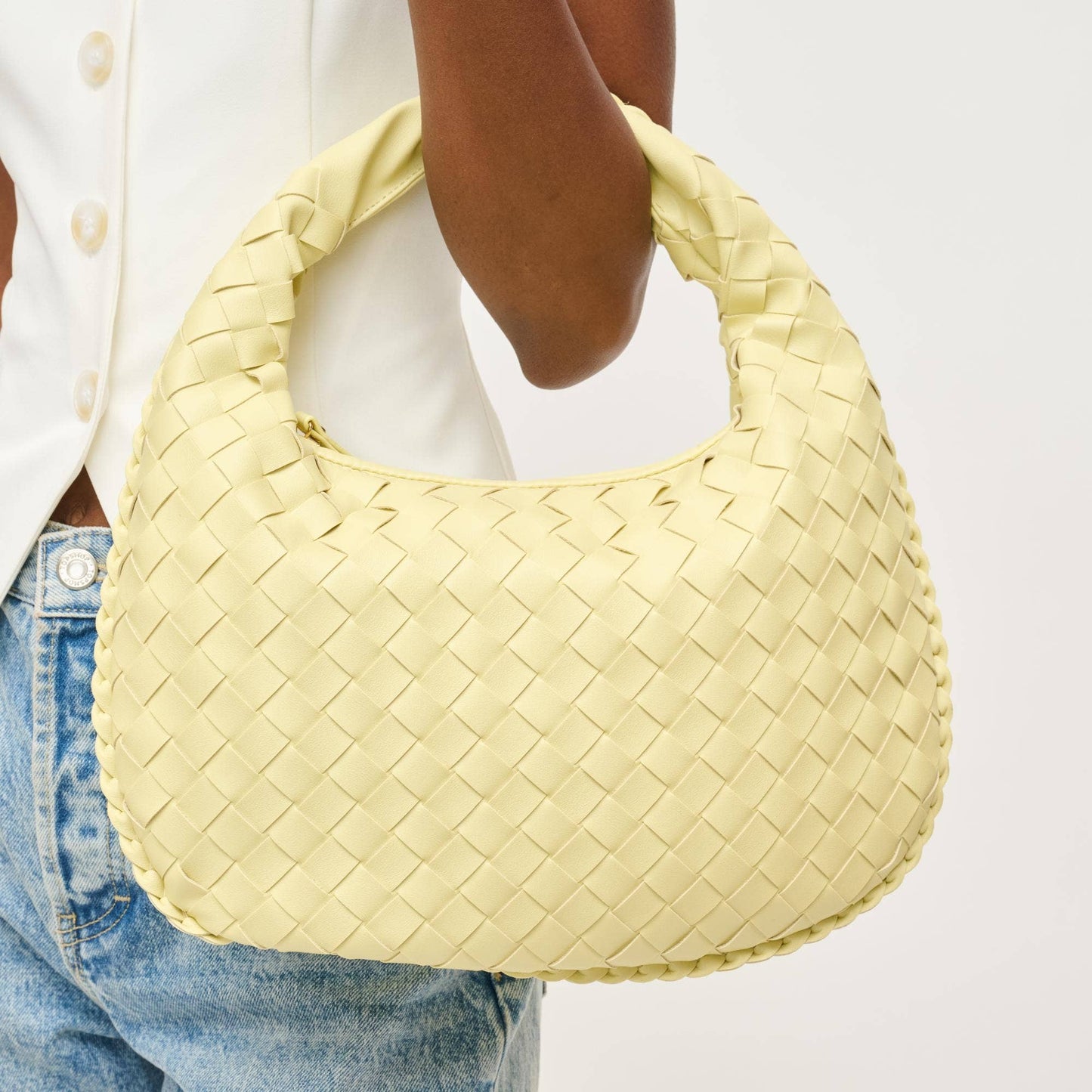 Wendy Woven Shoulder Bag in  Butter Cream