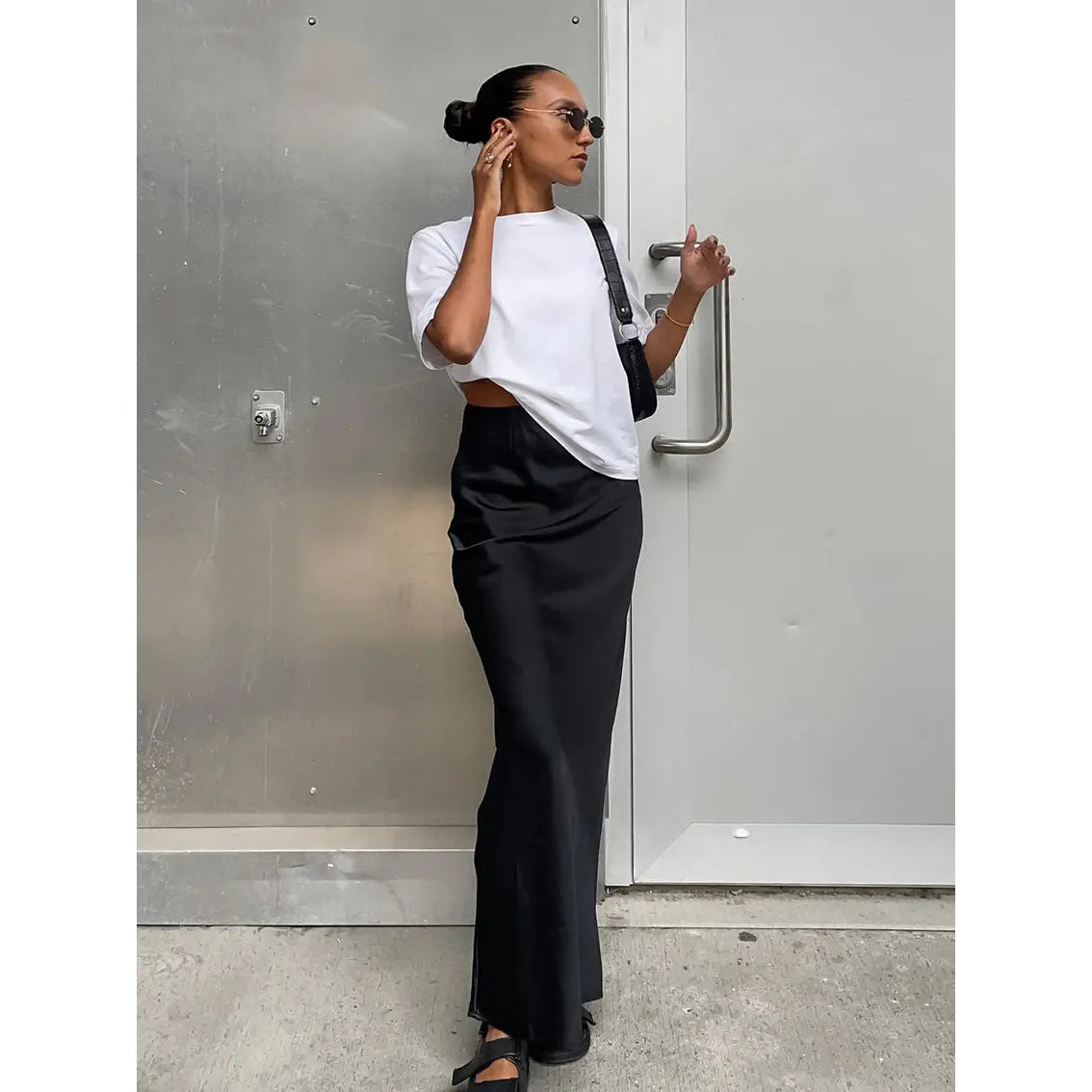 Black Silk Maxi Skirt