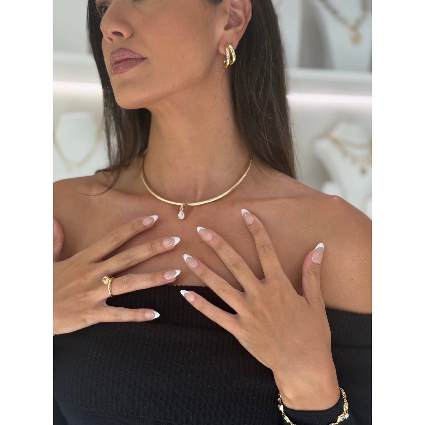 Pear Cut Necklace Cuff
