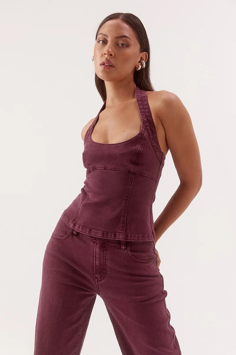 Blaine Denim Bodice - Vino
